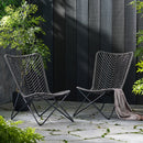 Outdoor Wicker Chair With Geometric Cross Base, (Set of 2) - Gray