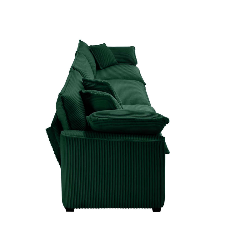 Mid-Century Modern 3 Seater Sectional Sofa With Arm And Throw Pillows