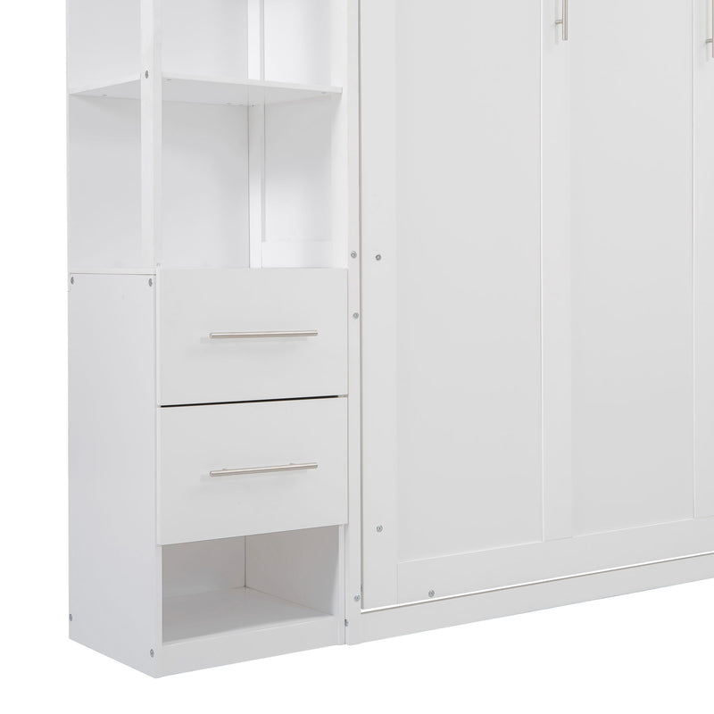 Murphy Wall Bed With Shelves, Drawers And LED Lights