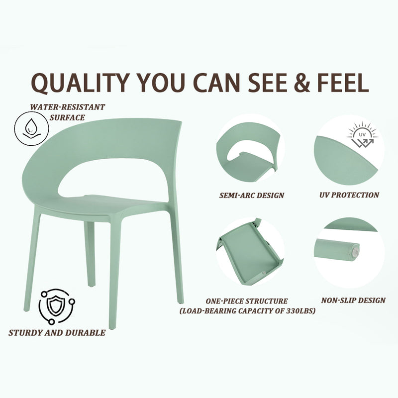 4 Piece Set Of Modern Designed Single Chairs With Long Table