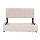 Upholstered Platform Bed With Classic Headboard And Drawers, No Box Spring Needed