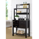 Bakers Cabinet With Three Display Shelves, Wine Compartment & Two Drawers - Red Cocoa