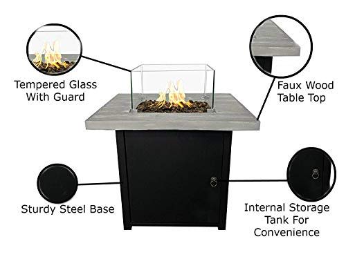 Reinforced - Propane Fire Pit Table - Black / Gray