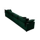 Modern Upholstered 4 Seater Corduroy Fabric Sofa With Arm And Throw Pillows