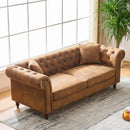 Chesterfield Sofa, High Roll Armrest Sofa, Upholstered Mid Century Modern Couch, 3 Seater Couch - Brown