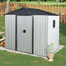 8Ft X 4Ft Outdoor Metal Storage Shed With Window And Metal Foundation For Backyard, Patio, Lawn