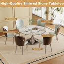 Modern Round Dining Table With 360° Rotating Lazy Susan Scratch & Chairs
