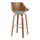 Fabrizzi - Mid Century Modern Fixed Height Barstool With Swivel With Round Footrest (Set of 2)