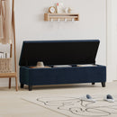 Velvet Storage Bench, Upholstered End Of Bed, Storage Ottoman Benches, Fabric Ottoman Bench With Large Storage Space For Living Room Entryway Bedroom - Dark Blue