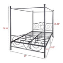 Metal Canopy Bed Frame with Vintage Style Headboard & Footboard , Easy DIY Assembly All Parts Included, Queen Black(same as 748G-BK)