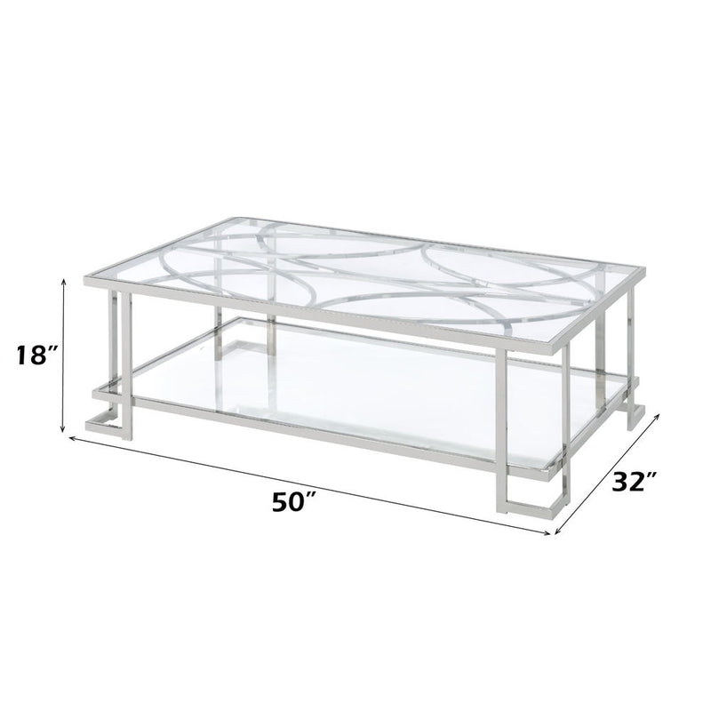 Kalan - Coffee Table - Glass & Silver