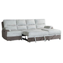 Kia - Sectional With Power And USB - Beige / Brown