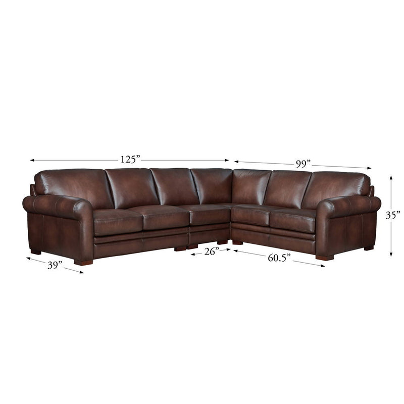 Brookfield - Leather L-Shaped Convertible Sectional