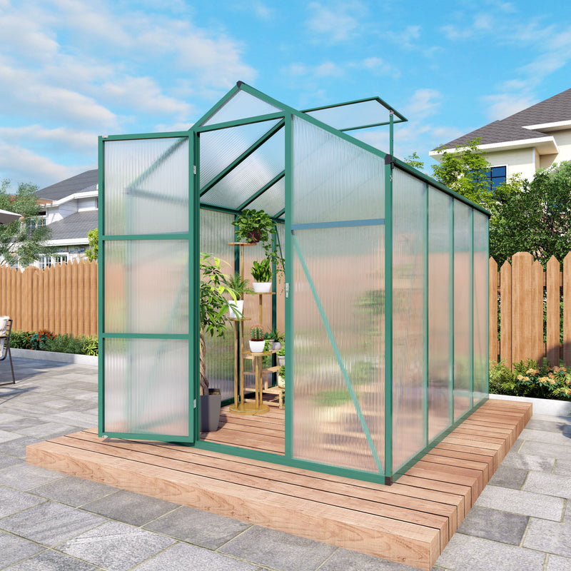 Polycarbonate Walk-In Greenhouse, Raised Base For Outdoor In All Season