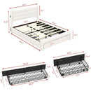 Queen Size Bed Frame with Drawers Storage, Leather Upholstered Platform Bed with Charging Station, White (Expect arrive date Jan. 12th. 2024)