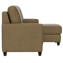 2 Piece Sofa With Chaise, Comfortable Seating For 3, Tapered Feet, USB Charging Console - Brown