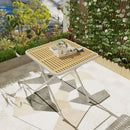 Modern Folding Square Table, Water Proof And Wear Resistant - Apricot / White