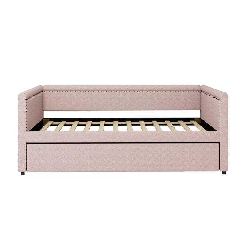 Modern Style Upholstered Daybed With Trundle For Guest Room, Small Bedroom