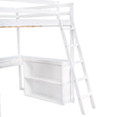Loft Bed With Ladder, Shelves, And Desk
