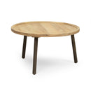 Round Coffee Table With Tray Edge Design - Natural / Black
