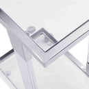 Glass Top C Shape Square Table With Metal Base For Living Room