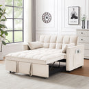Modern Velvet Convertible Loveseat Futon Sofa With Pullout Bed, Reclining Backrest