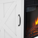 Modern Farmhouse TV Media Stand, Large Barn Inspired Home Entertainment Console, with 23" Fireplace Insert, for TV Up to 70'', with Open Shelves and Closed Cabinets, White, 64.8"W*15.67"D*24.29"H