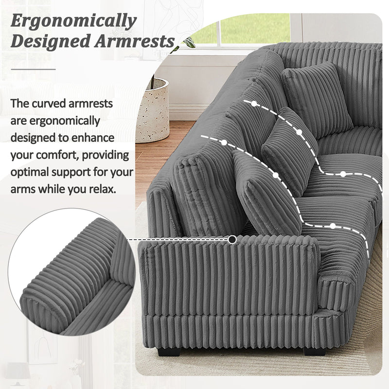 Oversized Sectional Sofa U - Shaped Sofa Couch Modern Sofa Upholstered In Soft Corduroy With A Chaise Lounge For Living Room