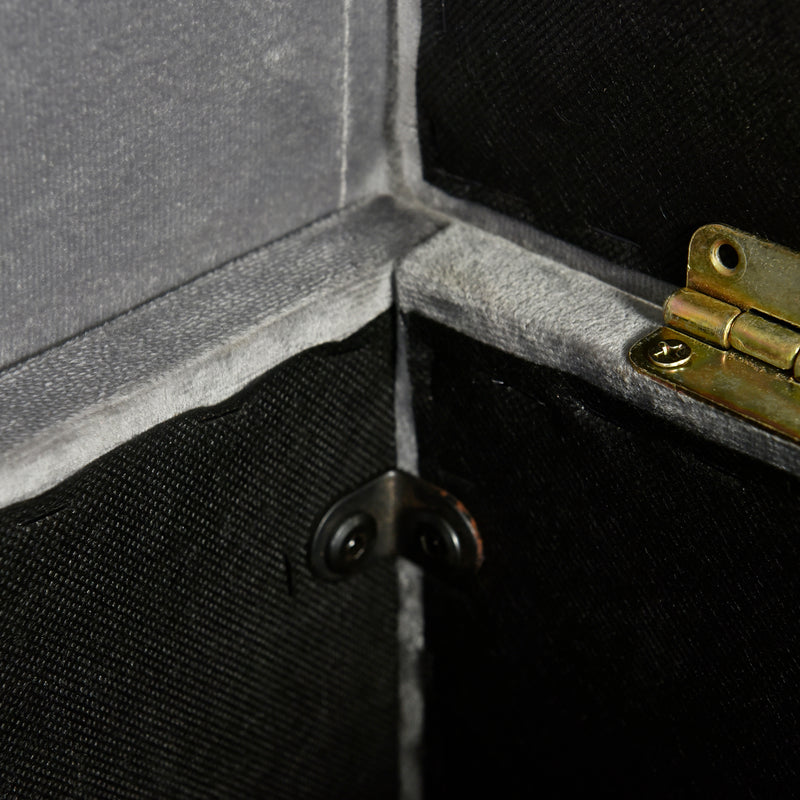 Full Size Upholstered Platform Bed with Lateral Storage Compartments and Thick Fabric, Velvet, Gray