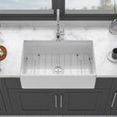 Ceramic Farmhouse Sink With Deep Basin And Stainless Steel Grid