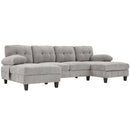 U-Shaped Sectional Sofa 103.5" Black Chenille Fabric Couch With Dual Chaise Lounges, Storage Pockets, Armrest Pillows
