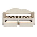 Upholstered Daybed With Cloud-Shaped Backrest, Trundle & 2 Drawers And USB Ports