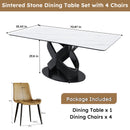 Rectangular Dining Table, For Dinner Party, 4 Chairs - Black / White