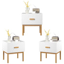 Nightstand With Drawer, Minimalist Bedside Table With Handle For Bedroom - White