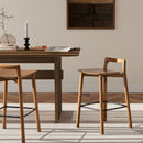 Sven - Modern Minimalist Low Back Counter Stool - Dark Brown Walnut