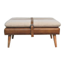 Buffalo - Large Square Hide Leather Footstool - Brown