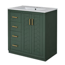 Ceramic Sink Combo, Freestanding Vanity Set With 3 Drawers & Soft Closing Doors
