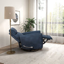 Carson - Swivel Glider Suede Recliner Chair - Midnight Blue