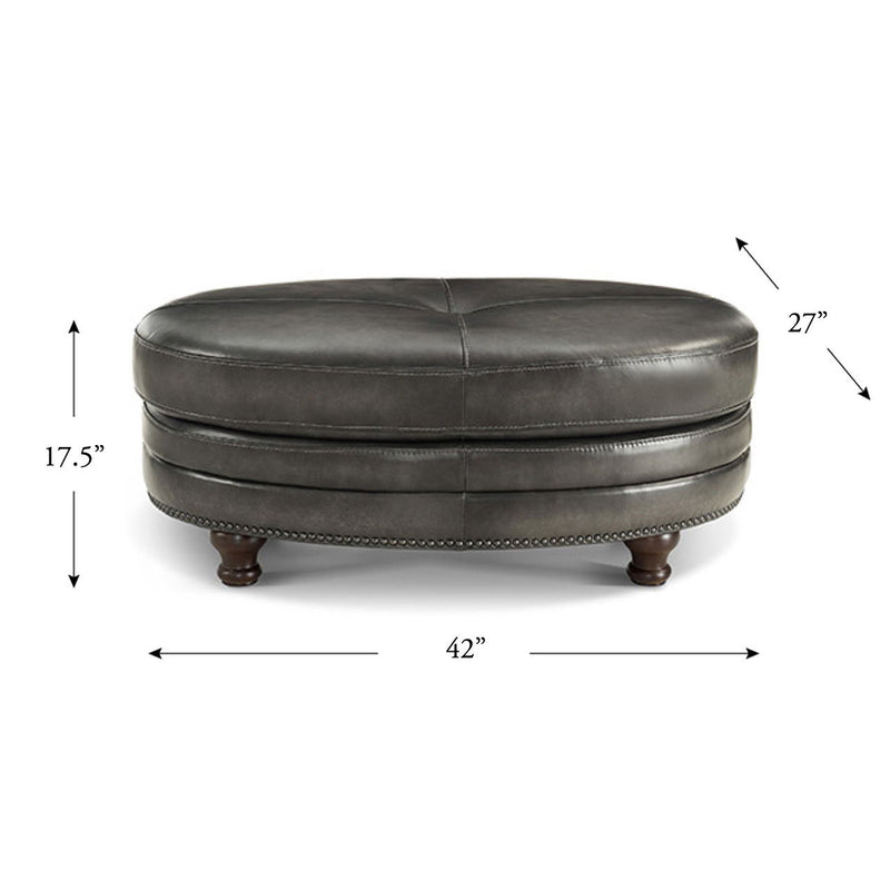 Belfast - Top Grain Leather Oval Ottoman