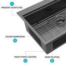 33" Drop In Kitchen Sink With Ledge Workstation, 16 Gauge Stainless Steel - Gunmetal Black