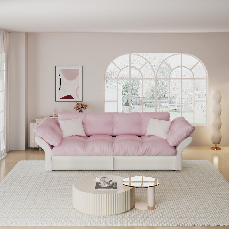Queen Pull Out Sofa Bed, 3 In 1 Convertible Sleeper Tufted With 2 Soft Pillows