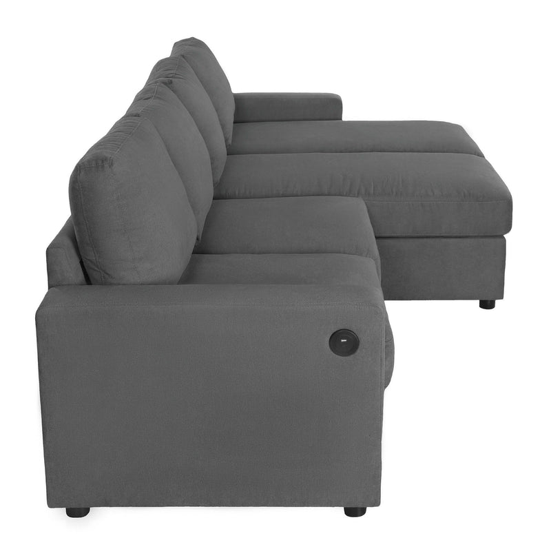 Convertible Sectional Sofa With Storage Chaise Lounges And USB Ports