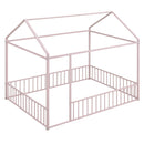 Metal Bed House Bed Frame With Fence