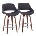 Fabrico - Mid Century Modern, Fixed Height Counter Stool With Round Footrest (Set of 2)