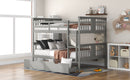 Full over Full Bunk Bed with Drawers and Ladder for Bedroom, Guest Room Furniture-Gray(OLD SKU :LP000205AAE)