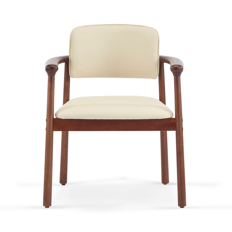 Dining Room Chairs, Ideal For Home & Kitchen (Set of 2) - Beige / Dark Walnut