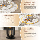 Round Dining Table With Carbon Steel Base And Lazy Susan Industrial Style - Black / White