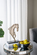 Round Table With Elegant Foral Design And Mirrored