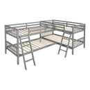 L-Shaped Bunk Bed with Ladder,Twin Size-Gray(OLD SKU :LP000020AAE)
