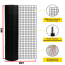 Vinyl Coated Hardware Cloth, 21 Gauge, Galvanized Steel, For Poultry Netting And Chicken Coop - Black